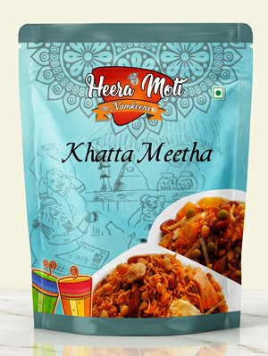 Heera Moti Khatta Meetha Namkeen packet with crisp sweet and sour Rajasthani snack blend
